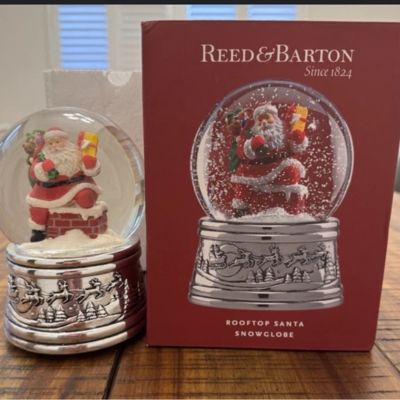 Reed & Barton Santa Snowglobe with Red and Silver Accents